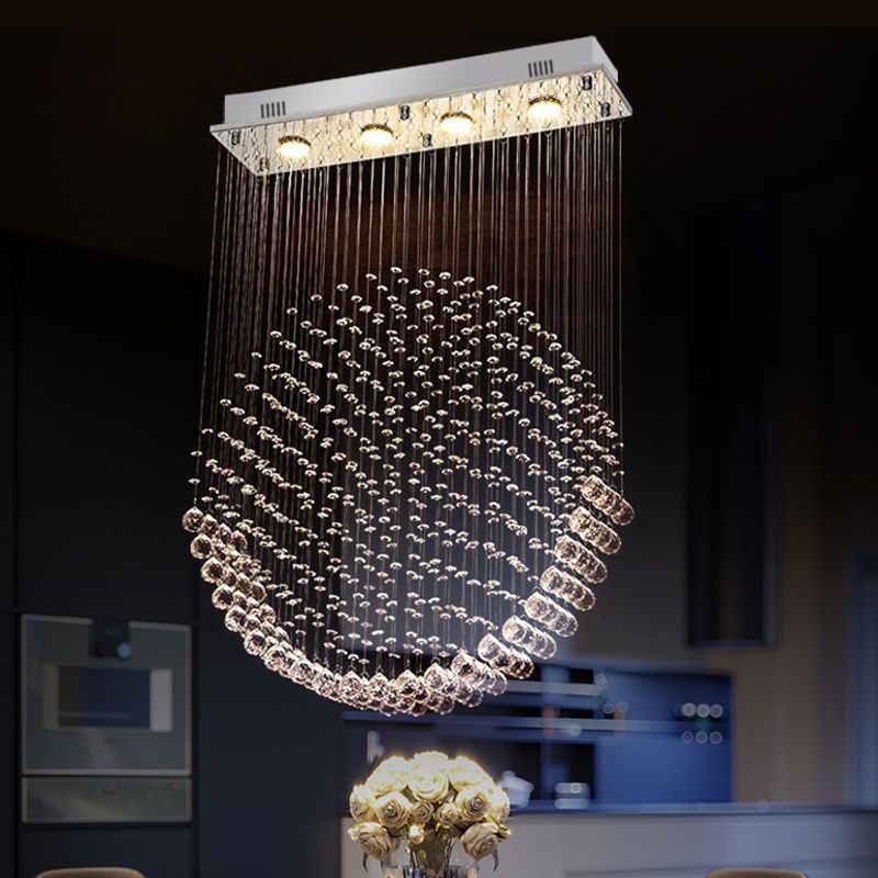 Round Shaped Dining Room Flushmount Lighting LED Modern Style Flush Light Fixture in Nickel