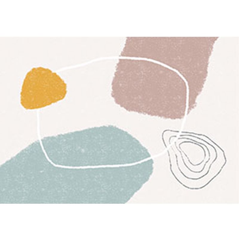 White Tone Nordic Area Carpet Polyester Color Block Rug Anti-Slip Backing Carpet for Living Room