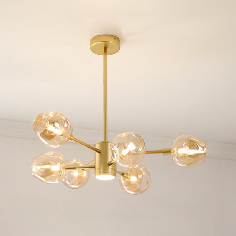Goud moderne stijl kroonluchter licht sputnik ontwerpglas hanglampje voor slaapkamer