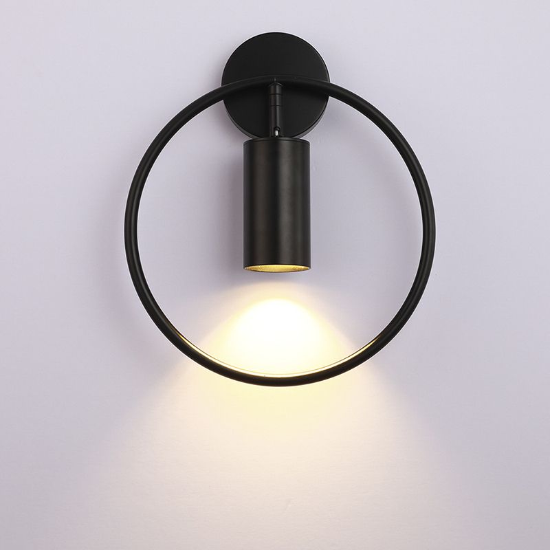 13" H Nordic Style Metal Ring Wall Lamp 1-Light Cylindrical Spotlight Sconce Lights for Bedroom