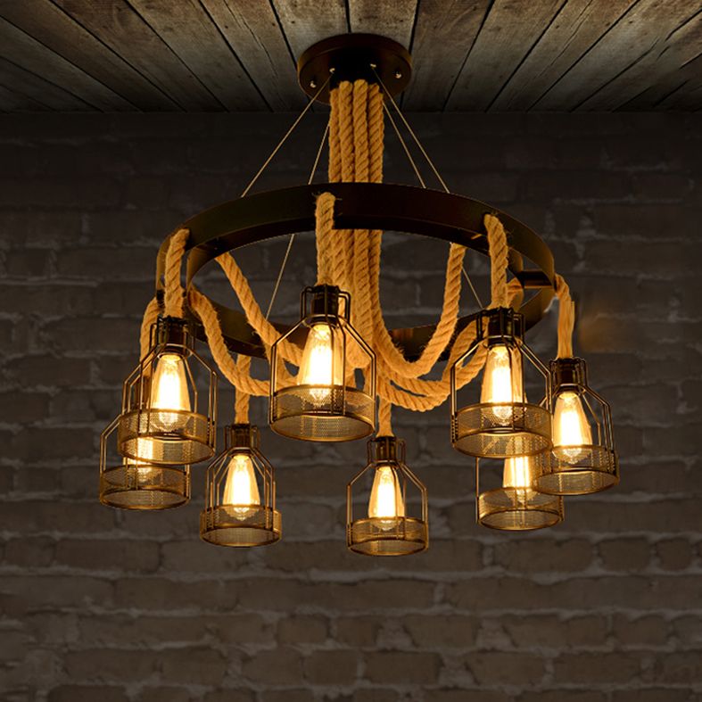 Lampada lampada lampada industriale in metallo lampada appesa con corda sospesa per sala da pranzo