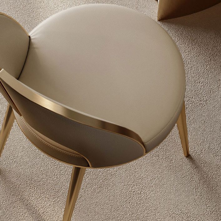 Nordic Style Side Chair Faux Leather Dining Chair with Metal Base for Home Use