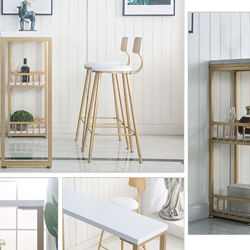 Glam Bar-height Table Solid Wood Top Bistro Pub Table with 2 Shelves