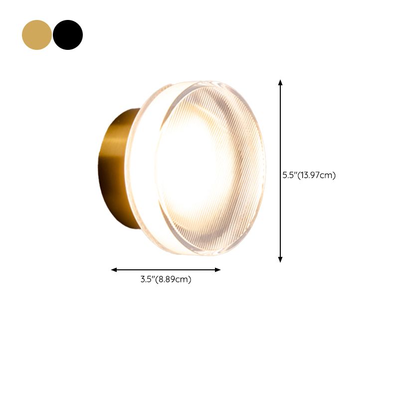 Contemporary LED Wall Sconce in Black / Gold Wall Light with Acrylic Round Shade