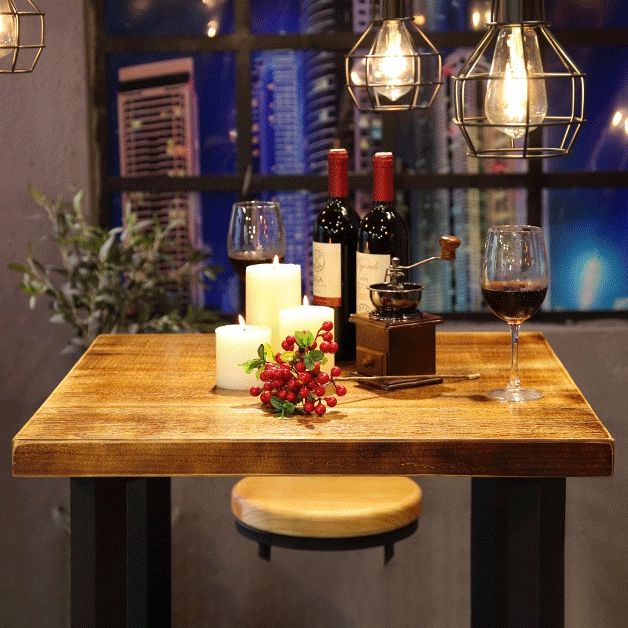 Modern Cafe Bar Height Cocktail Table Square Wood Counter Height Dining Table