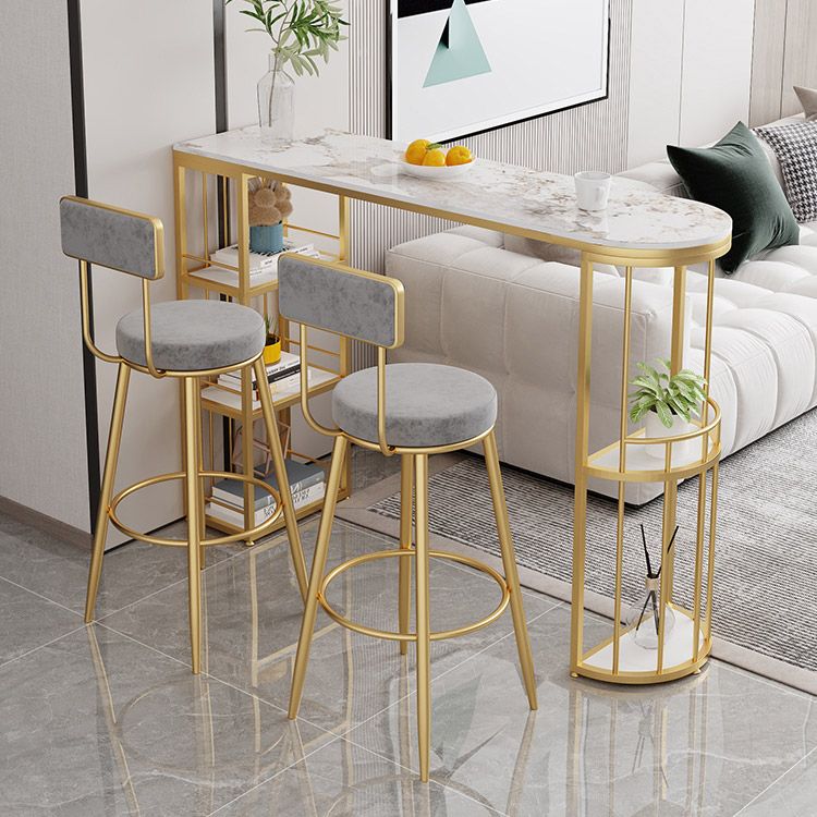 Low Back Bar Stools Glam Armless Dining Stools with Metal Base