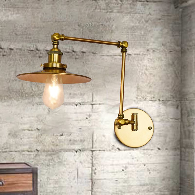 Metal Brass Sconce Light Wide Flare 1-Light Industrial Wall Mounted Light for Dining Room