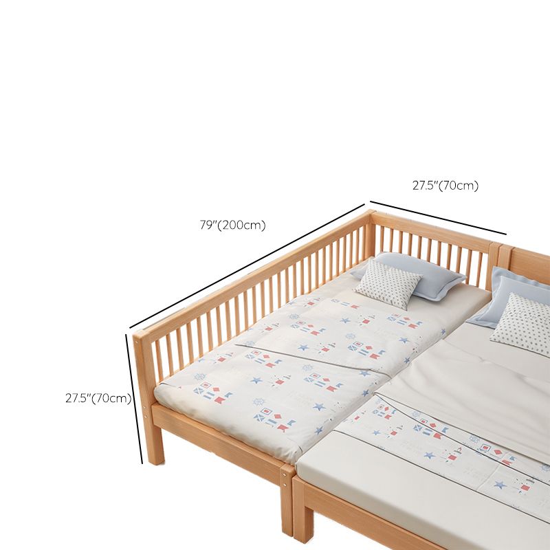 Solid Wood Contemporary Washed Nursery Bed with Guardrail for Bedroom
