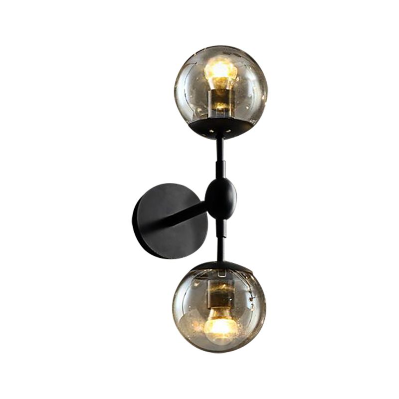 Globe Dining Room Wall Lightture Industrial Smoked Verre 2/3 Light Black Appince Lampe