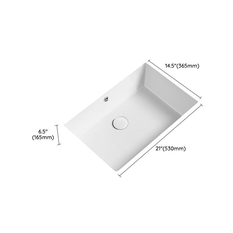 Modern Undermount Bathroom Sink Porcelain with Overflow and Faucet Basin Sink