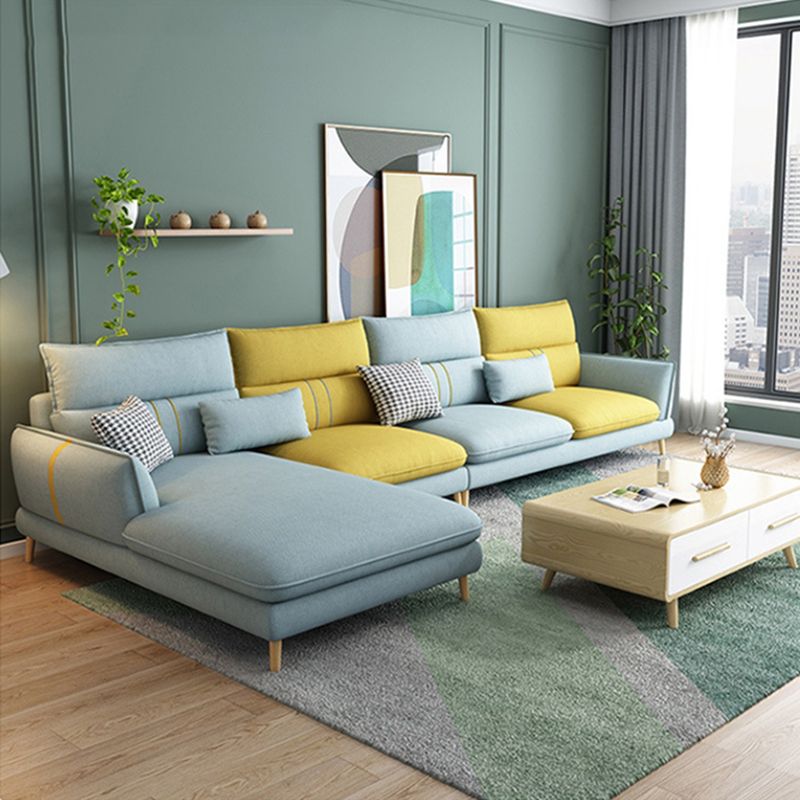 Contemporary Flared Arm Stationary Living Room Cushions Sofa Chaise