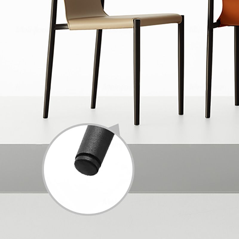 Industrial Armless Leather Chair Open Back Side Dining Chair with Metal Base