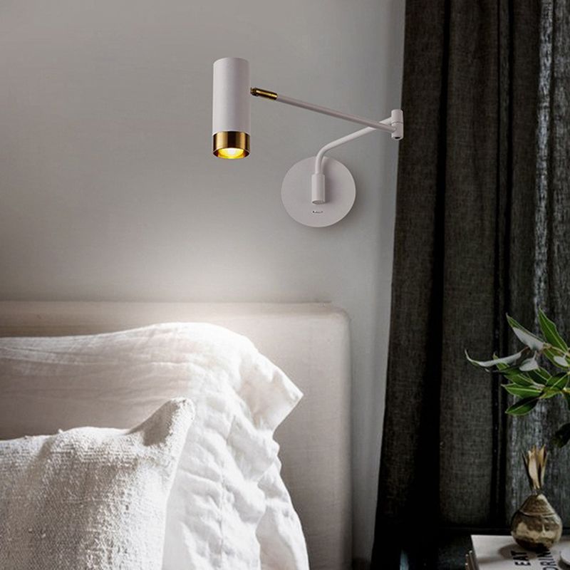 Black/White Single Contemporary Wall Mounted Sconce Metal Wall Light