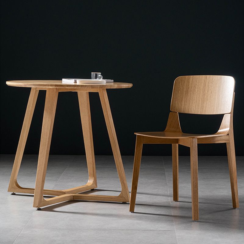 Silla de comedor de madera moderna con respaldo abierto, sillas laterales sin brazos para el hogar