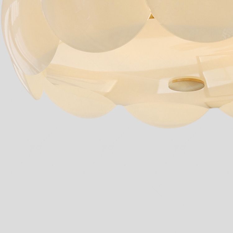 Glass Circular Semi Flush Simple Semi Mount Lighting in White