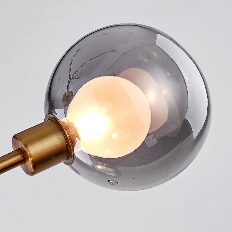 Luce a ciondolo a bolla bianca/fumo 7/9 luci post lampadario a sospensione di vetro moderno per il ristorante