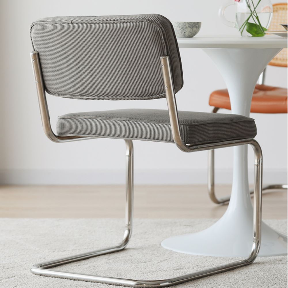 Industriële stijl Open achterkant Dining zijstoel gestoffeerde armloze eetkamerstoelen (set van 2)
