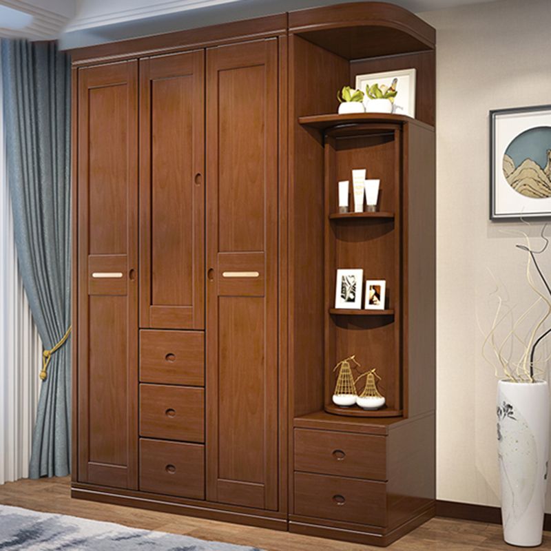 Rubberwood Wardrobe Armoire Traditional Wardrobe Cabinet for Home