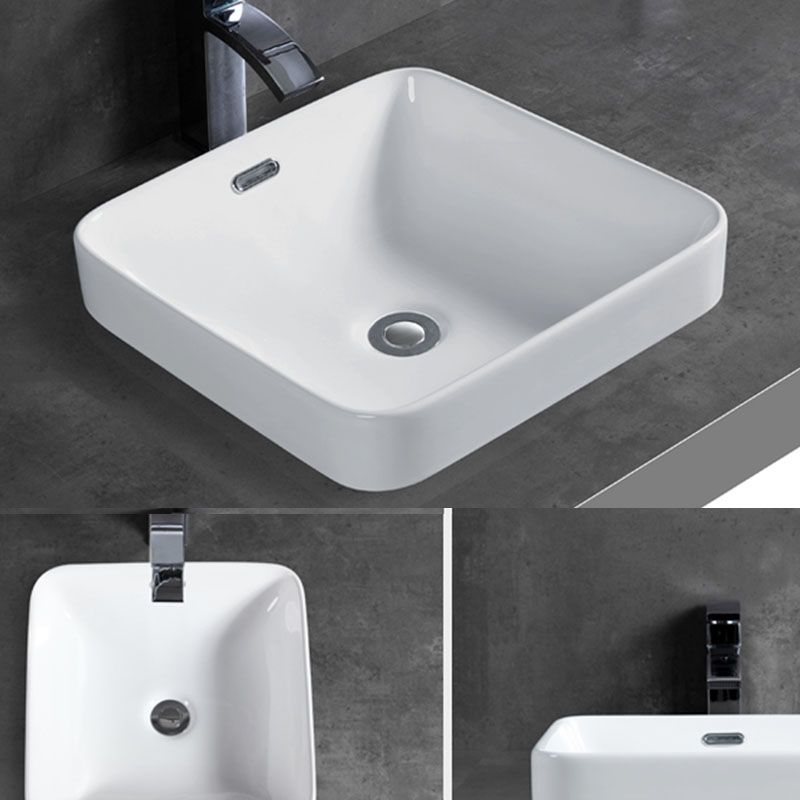 Contemporary Bathroom Sink with Overflow Porcelain Round Vessel Bathroom Sink Only