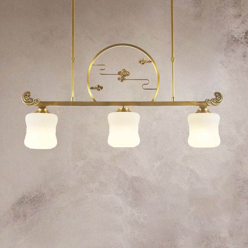 Luminaires d'éclairage de l'île du cylindre moderne Verre 3 Éclairage pendentif léger en or