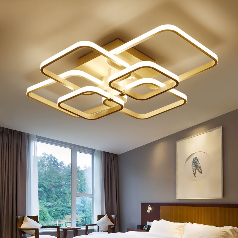 Geometrisches Wohnzimmer Bündig Licht Acryl LED 4/6/8 Lichter Modernism Semi Flush Ceiling Licht in Warm/Weißes Licht