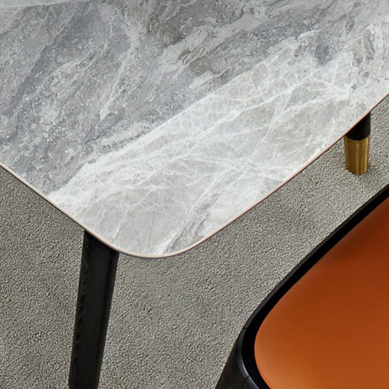 Nordic 1/4/5/7 Pieces Furniture Rectangle Stone Dining Table Set in Gray