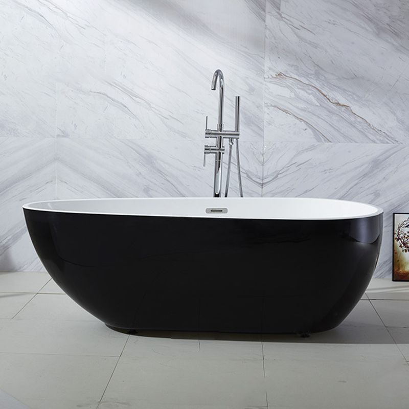 Modern Soaking Bathtub Oval with Drain Acrylic Freestanding Bath Tub