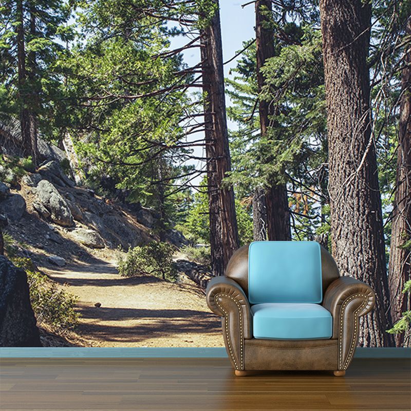 Green Forest Mural Decal Modern Stain Proof Bedroom Wall Decor, Made to Measure