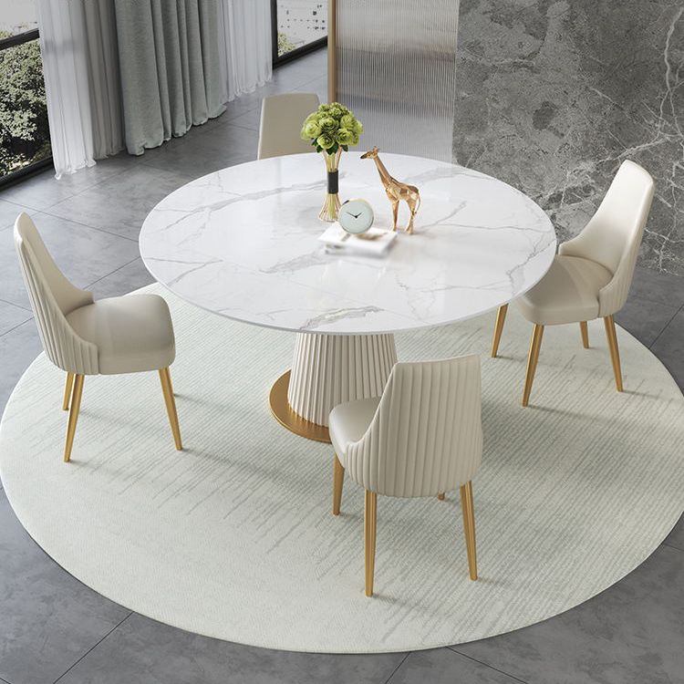 Glam 1/4/5/7 Pieces Leather Dinette Set with Sintered Stone Top Scalable Dining Table Set