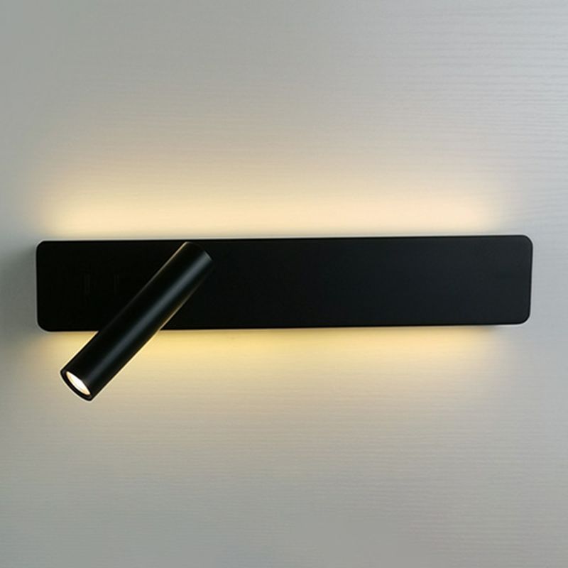 Rechteckige LED -Lesen Wandleuchte im modernen prägnanten Stil Metallwandleuchten mit Aluminiumschatten