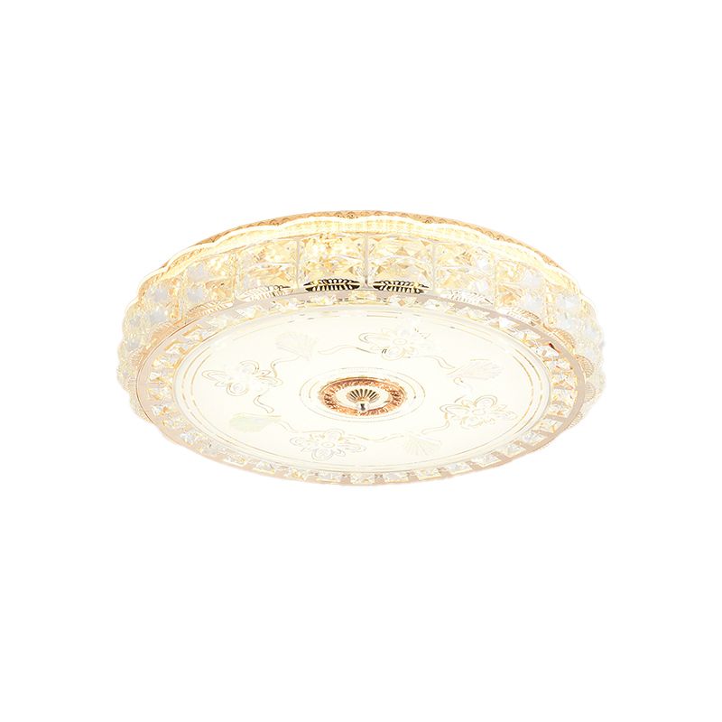 Round/Square Bedroom Ceiling Lamp Contemporary Clear Crystal LED Gold Flush Light Fixture