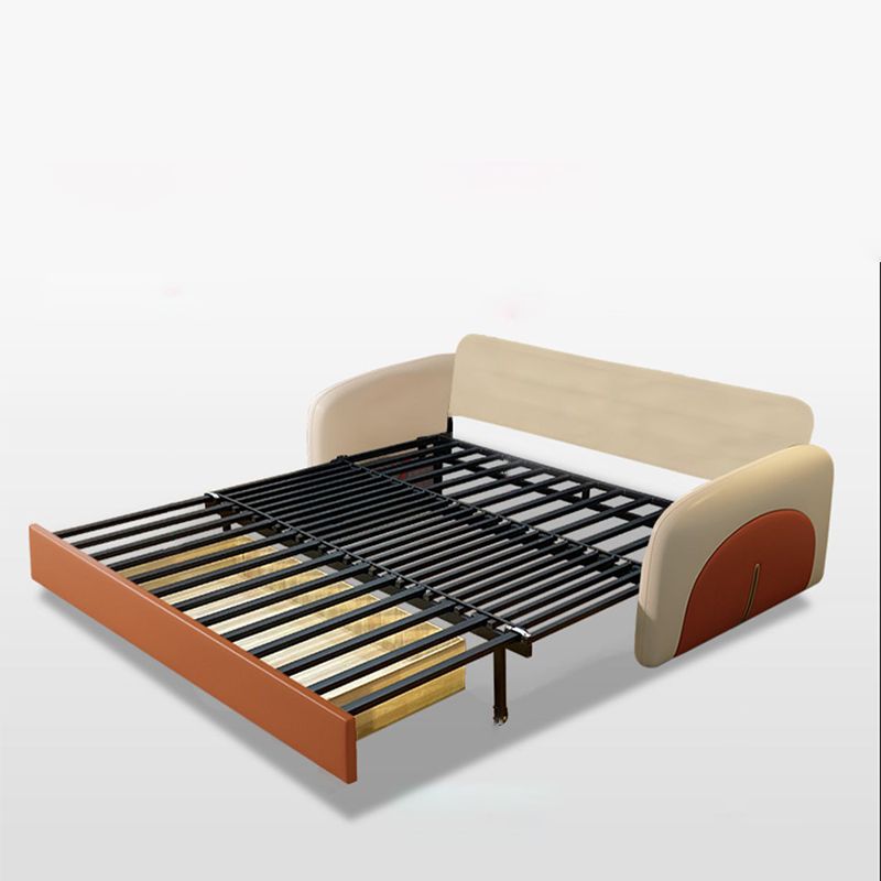 Faux Leather Square Arm Sofa Bed Contemporary Stain Resistant Convertible Sofa