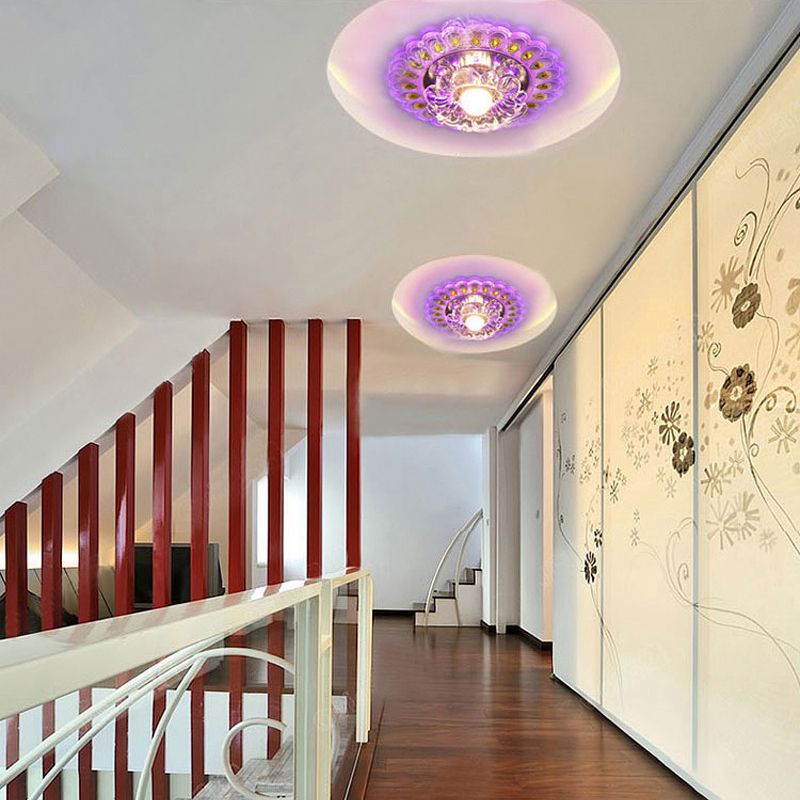 Mini luz de techo de cristal LED de estilo moderno, luz de techo empotrada con orificio de 2-3,5 pulgadas de diámetro