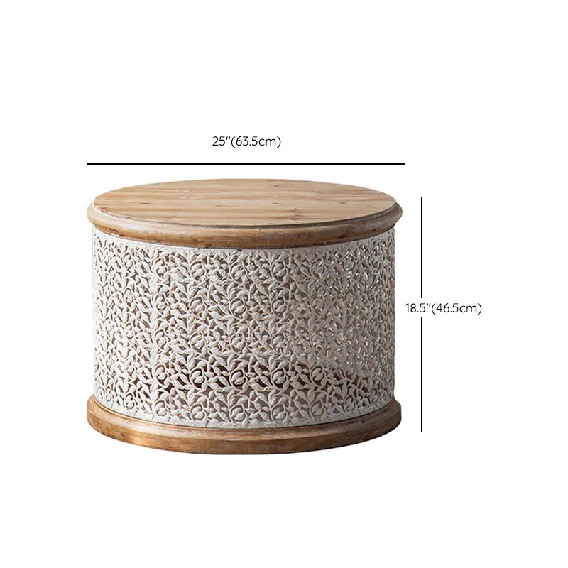 French Country Corner Table Round Solid Wood Accent Side Table