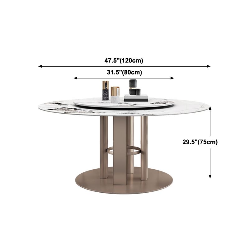 Round Stone Dining Room Table Traditional Luxury Table with Pedestal Casual