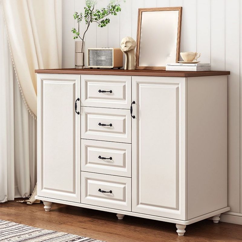 White Wood Accent Cabinet with Drawers 15.74" Wide Modern Standard Side Cabinet
