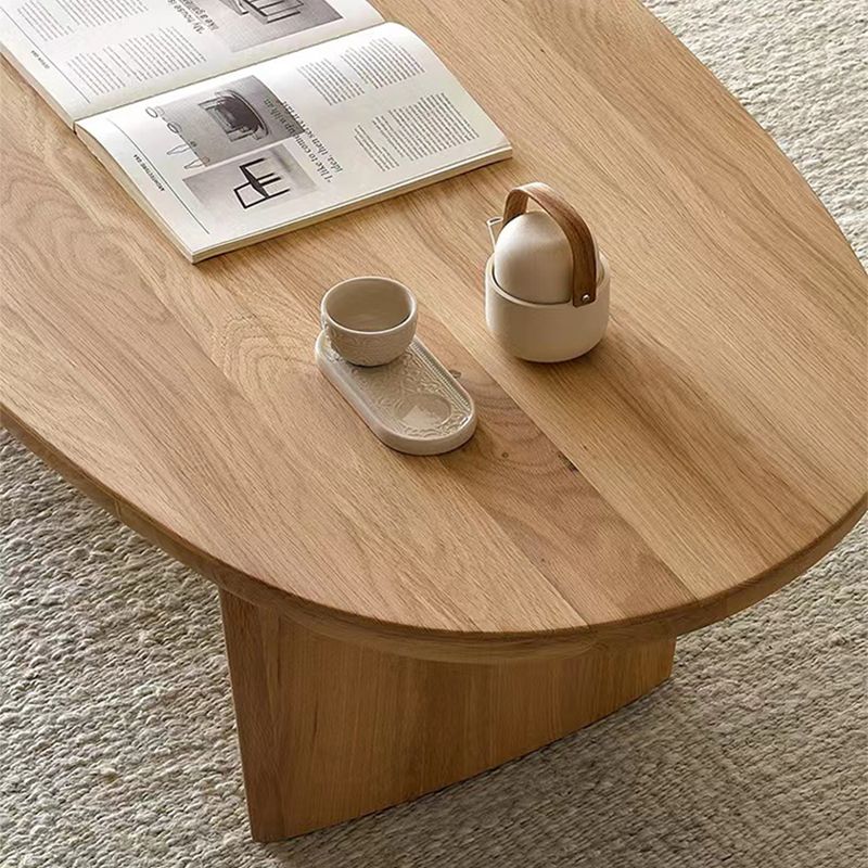2 Legs Coffee Table Contemporary Solid Wood Coffee Cocktail Table