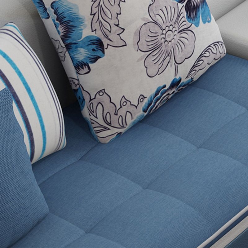 L-Shape Sofa Pillowed Back Cushions Square Arm Sectionals for Four People