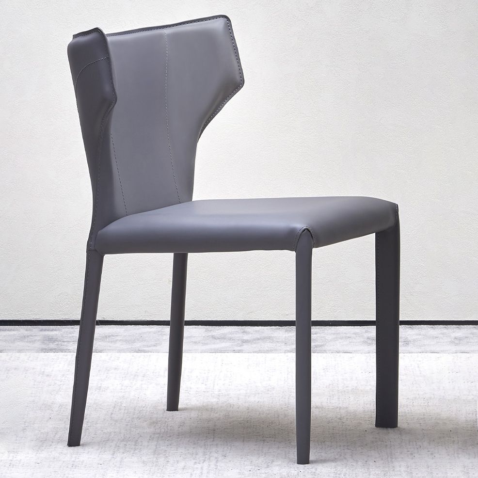 Wingback Side Chair Faux Leather Armless Dining Chairs for Home