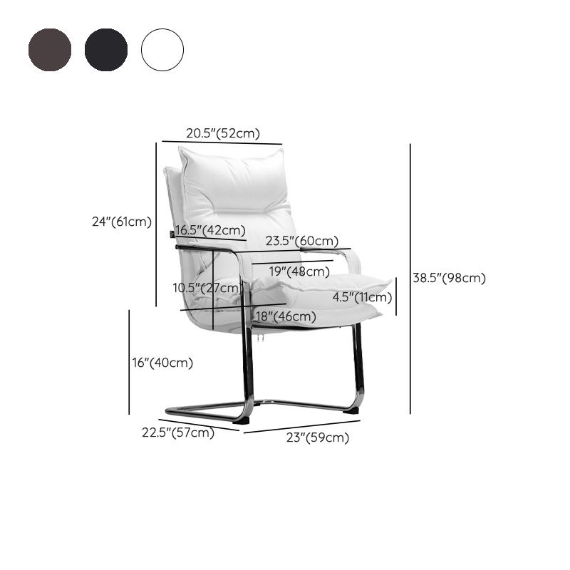 Fixed Arms Desk Chair Modern No Distressing Leather Office Chair