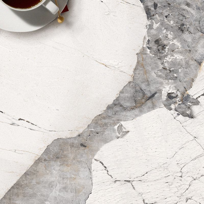 Industrial Rectangle Stone Dining Table Metal 4 Legs Dining Table