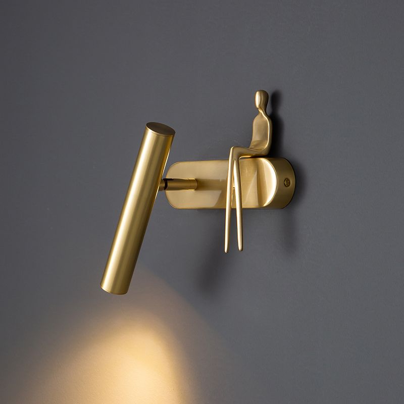 Nordic Style Copper Wall Light Cylinder Shape Wall Lamp for Bedroom (Included Doll)