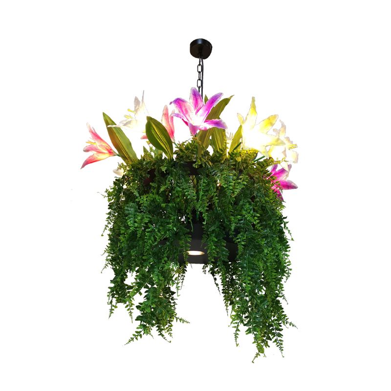 Metal Green Hanging Chandelier Lily 12 Heads Antique Drop Pendant for Restaurant