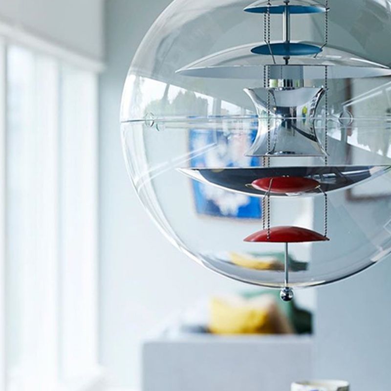 Clear Ball Shade Hanging Light Modern Pendent Lighting Fixture for Drawing Room