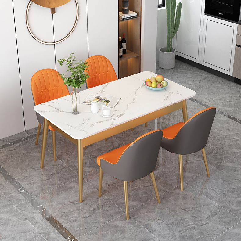 Modern Dinning Table White Top Stone Rectangle Dining Table for Kitchen