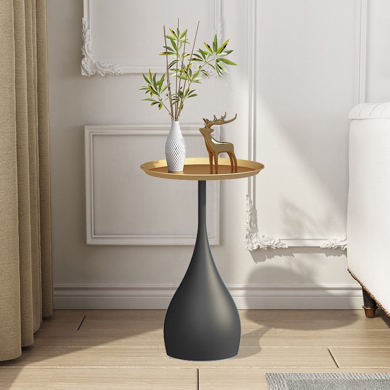 Modern Style Blue/gold/black Metal Base Metal Tray Round Side Table