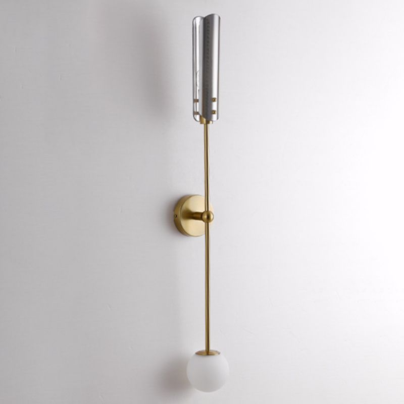 Industrial Glass Globe Wall Light Polish Finish Lighting for Dining Room