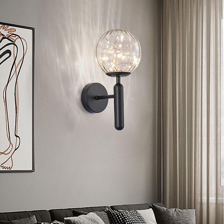 1-Lights Globe Glass Wall Light Nordic Style LED Lights String Wall Mount Lamp for Living Room Bedroom
