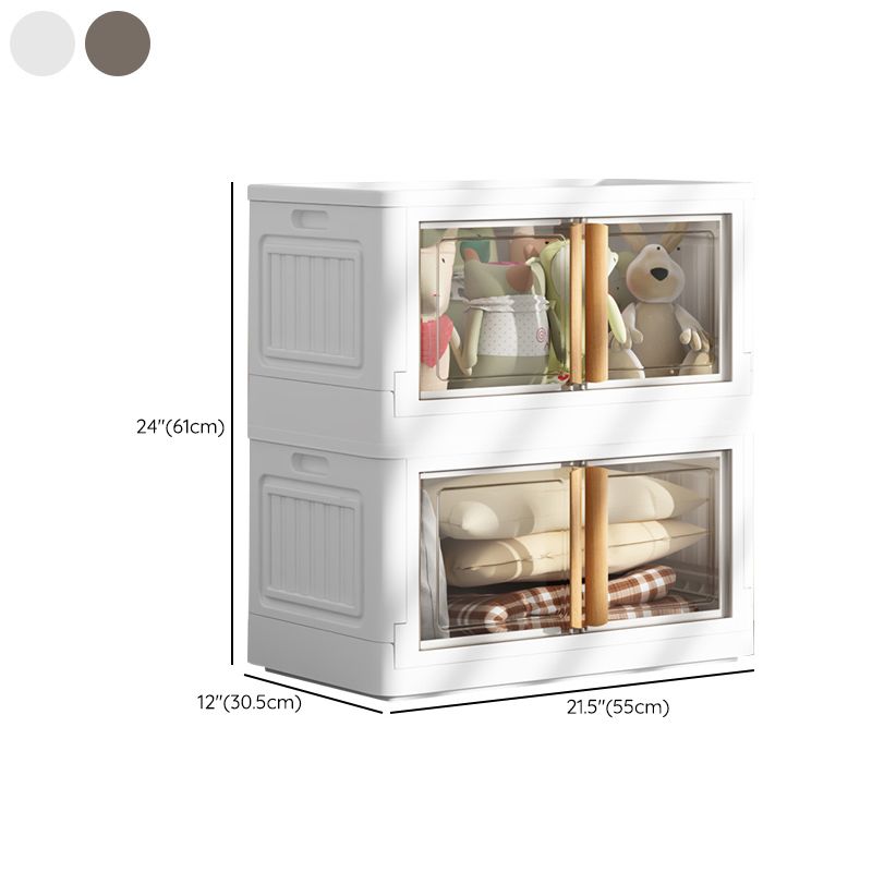 Contemporary Non-Hanging Armoire Plastic Freestanding Wardrobe Closet with Door