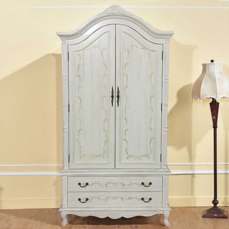 Matte Finish Wood Cabinet with Garment Rod Coastal Storage Cabinet with Hinged Doors